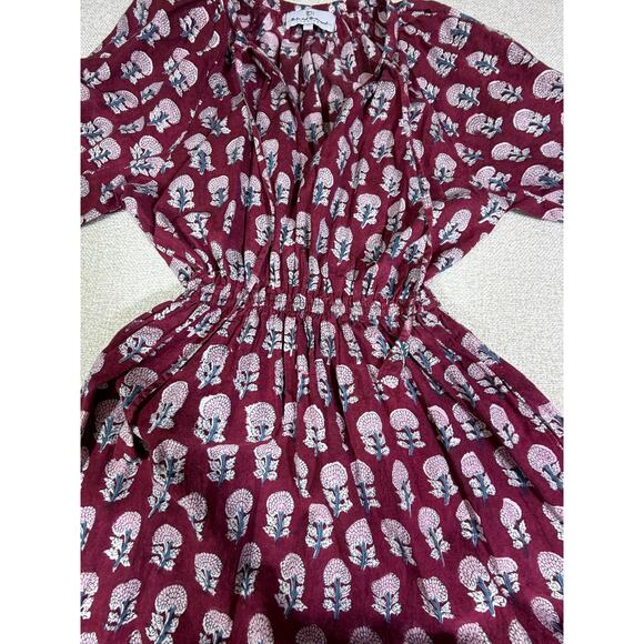 Fox and the Mermaid Women Medium Red Short Sleeve Cottagecore Boho Maxi Dress - Picture 7 of 11